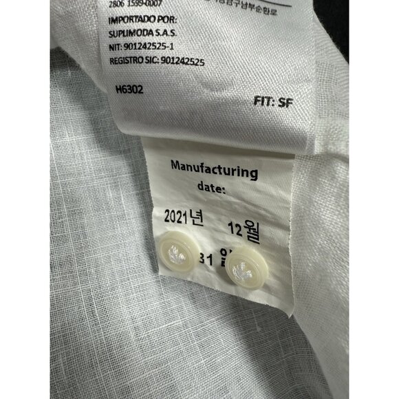 SuitSupply Mens Shirt Pure Linen Leggiuno Sz 16/16.5 41/42 Slim Fit Long Sleeve - Picture 10 of 12